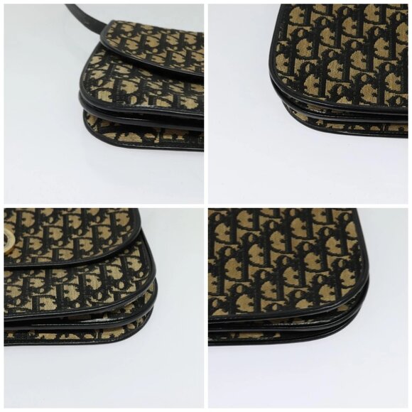 Christian Dior Trotter Canvas Shoulder Bag Navy Gold Auth BD2210 - Picture 14 of 16